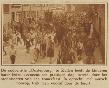 873202 Afbeelding van de leden van de Coöperatie Oostenburg te Zuilen, met hun kinderen in optocht door de buurt, ...